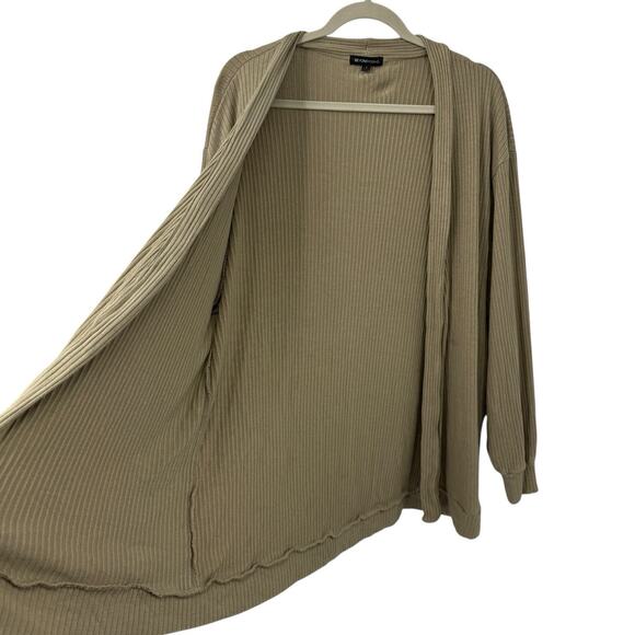 BEYOND YOGA Large Ribbed Open Cardigan Coffee Run Cement Olive Green Shrug Cozy - Picture 2 of 9